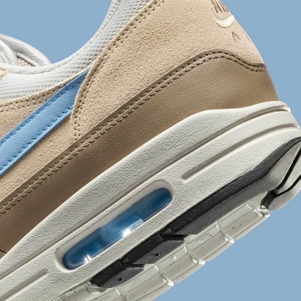 Mens Size 10 - Nike Air Max 1 Essential Light Bone Psychic Blue Running Shoes - Picture 7 of 8